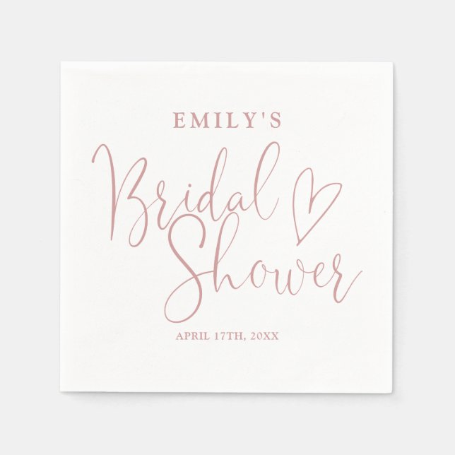 Dusty Rose Pink Script Kalligrafy Brautparty Serviette (Vorderseite)
