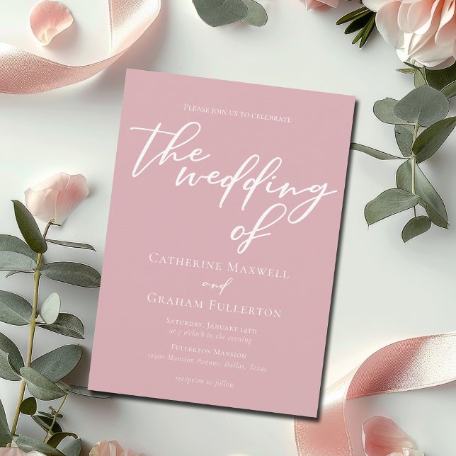 Dusty Rose Pink Typografy Feminine Wedding Einladung (Von Creator hochgeladen)