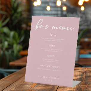 Dusty Rose Pink Typografy Wedding Bar Menu Sockelschild