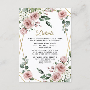 Dusty Rose Pink und Gold Blumengrün Hochzeit Begleitkarte
