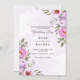 Dusty Rose Pink und Gold Blumengrün Hochzeit I Einladung