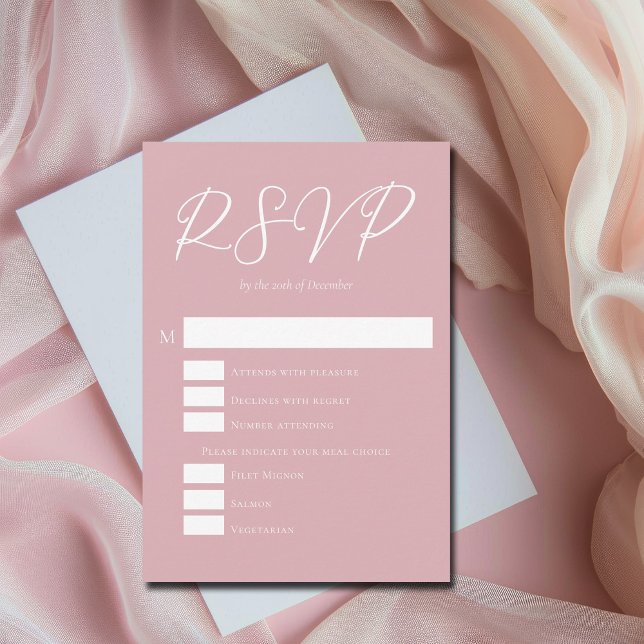 Dusty Rose Pink Wedding Meets Choice RSVP Karte (Von Creator hochgeladen)