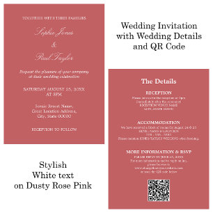 Dusty Rose Pink Wedding QR Code UAWG Einladung