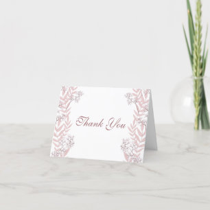 Dusty Rose Pink Wedding Vintag Botanisch Dankeskarte