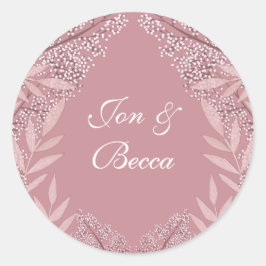 Dusty Rose Pink Wedding Vintag Botanisch Runder Aufkleber
