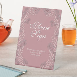 Dusty Rose Pink Wedding Vintag Botanisch Sockelschild