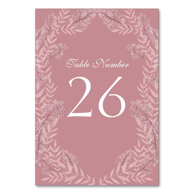 Dusty Rose Pink Wedding Vintag Botanisch Tischnummer (Rückseite)