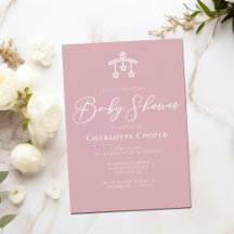 Dusty Rose Pink White Typografy Baby Dusche