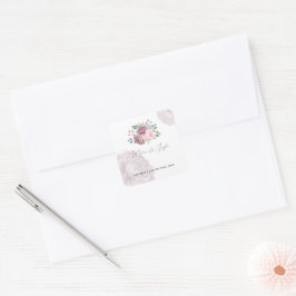 Dusty Rose Plum Peony Floral Wedding Quadratischer Aufkleber