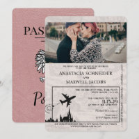 Dusty Rose Polen Pass Einladung Hochzeit