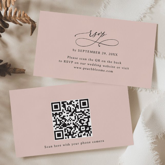 Dusty Rose QR Code Site Web Mariage Cartes RSVP (Créateur téléchargé)