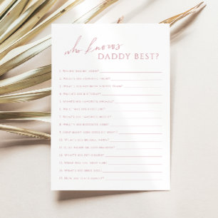 Dusty Rose Qui Connait Daddy Baby shower Carte de 