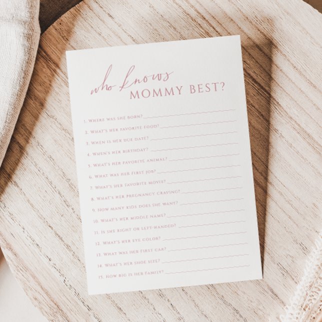 Dusty Rose Qui Connaît Maman Baby shower Carte De  (Créateur téléchargé)