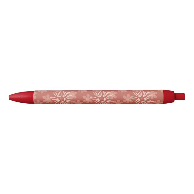 Dusty Rose Retro Blume - Soft Botanical Pattern Kugelschreiber (Vorderseite)