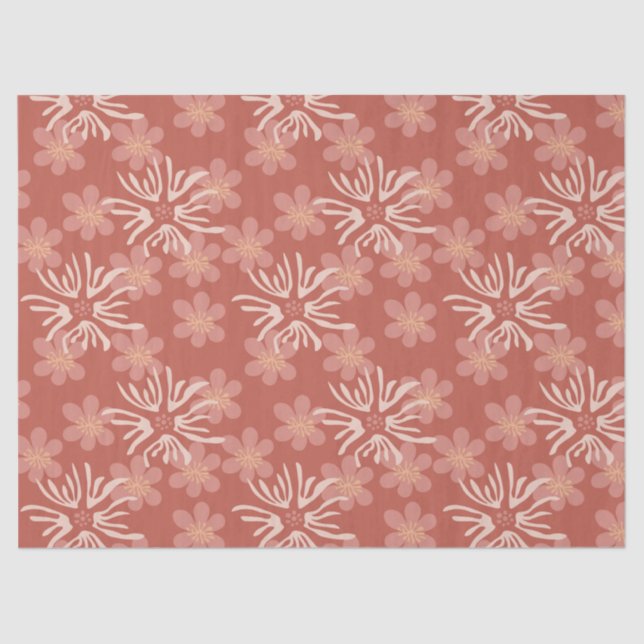 Dusty Rose Retro Blume - Soft Botanical Pattern Seidenpapier (Vorderseite)