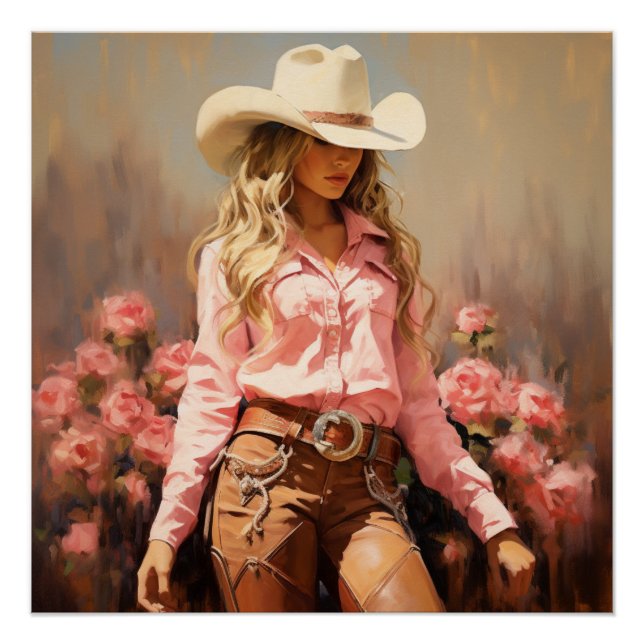 Dusty Rose Rodeo: Cowgirl Wall Art Poster (Vorderseite)