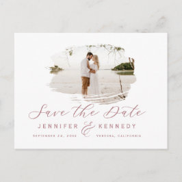 Dusty Rose Romantic Brushed Frame Save The Date Postkarte