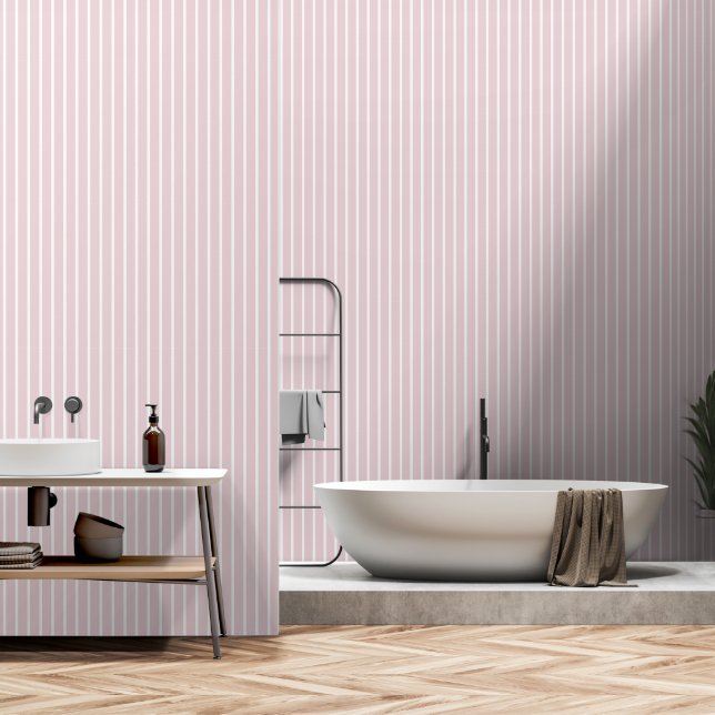 Dusty-Rose Rosa, 2 Zoll breiter Metzgerstreifen Tapete (Badezimmer)
