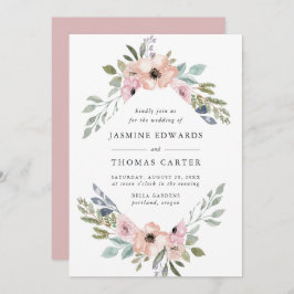 Dusty Rose Rosa Aquarellrahmen | Hochzeit Einladung