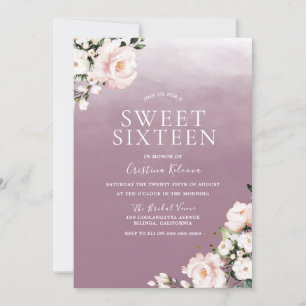 Dusty Rose Rosa Blume Sweet 16 Party Einladung