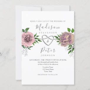Dusty Rose Rosa Blumengrün Einladung Hochzeit