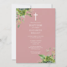 Dusty Rose Rosa Grüne Monogramm Taufe