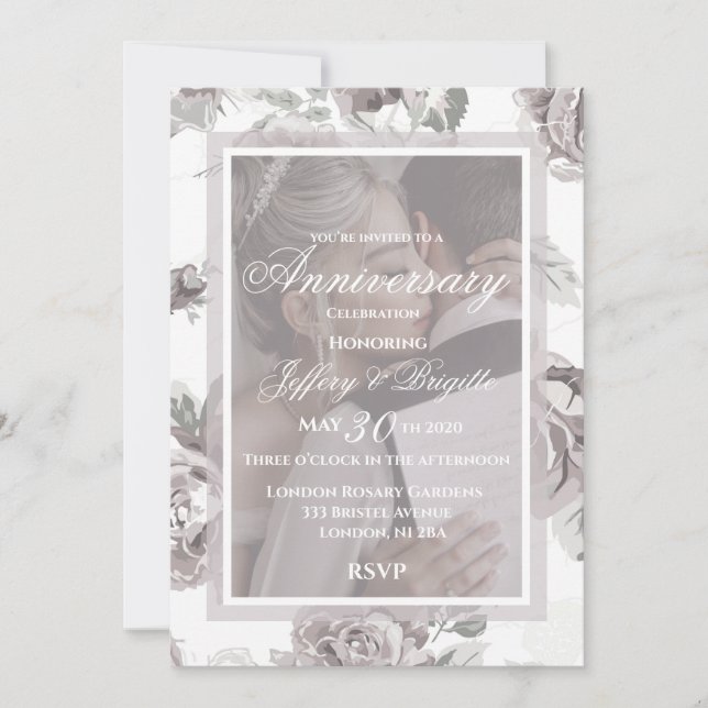 Dusty Rose rosa individuelles Jubiläumspaar Foto Ankündigung (Vorderseite)