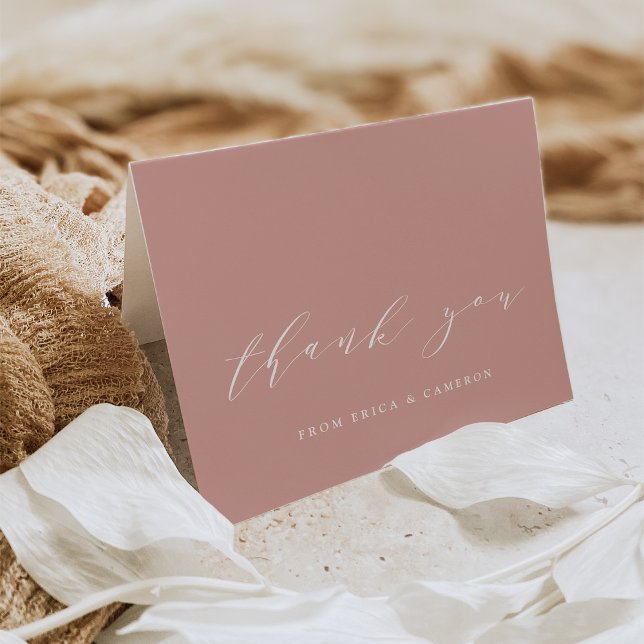 Dusty Rose Rosa Kalligrafie Personalisiert Dankeskarte (Von Creator hochgeladen)