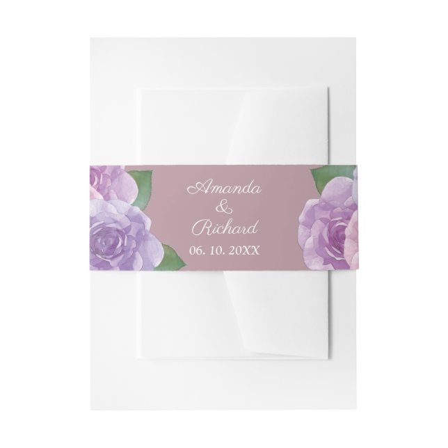 Dusty Rose Rosa Lila Wasserfarben Blumenzehen Einladungsbanderole (Vorderseite Beispiel)