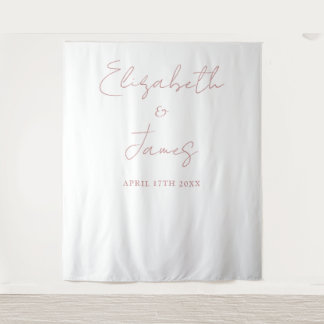Dusty Rose Rosa Minimalistische Hochzeit Foto Hint Wandteppich