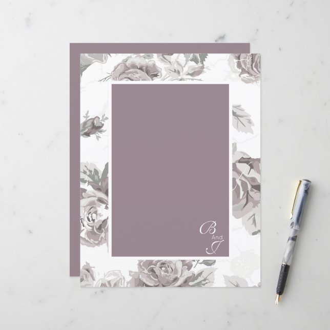 Dusty Rose rosa Stationary (Vorderseite/Rückseite Beispiel)