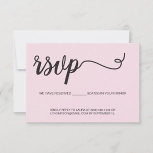 Dusty Rose Rosa UAWG Reservierte Sitzhochzeit RSVP Karte
