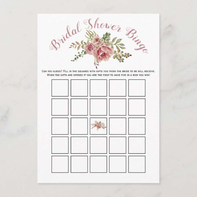 Dusty rose rose fleurs nuptiale carte de jeu (Devant)
