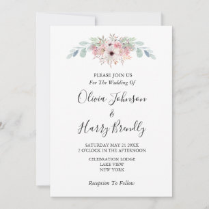 Dusty Rose Rustikale Eukalyptus Grüne Hochzeit Einladung