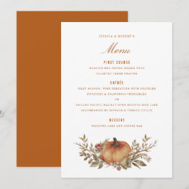 Dusty Rose Sage Rust Pumpkin Hochzeit im Herbst Menükarte