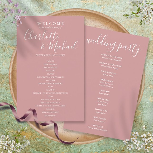 Dusty Rose Signature Script Wedding Programm (Von Creator hochgeladen)