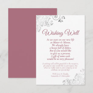 Dusty Rose Silver White Wedding wünscht gutes Gedi Begleitkarte
