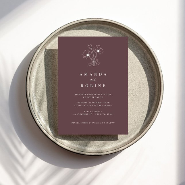 Dusty Rose Simple Élégant Mariage Invitation (Créateur téléchargé)