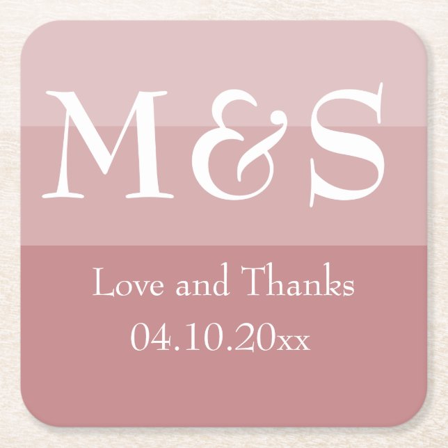Dusty Rose Simple Modern Wedding Rechteckiger Pappuntersetzer (Vorderseite)