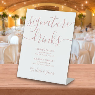 Dusty Rose Skript Hochzeit Signature Drinks Sockelschild