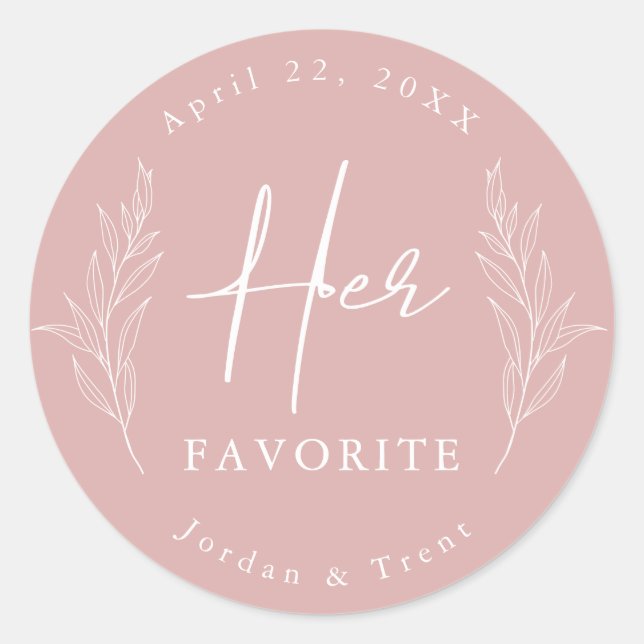 Dusty Rose Son Sticker préféré mariage Favor (Devant)