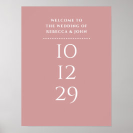 Dusty Rose spécial date Mariage Affiche de bienven