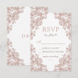 Dusty Rose Spitzen Hochzeit rsvp Karte