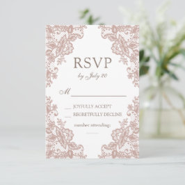 Dusty Rose Spitzen Hochzeit rsvp Karte
