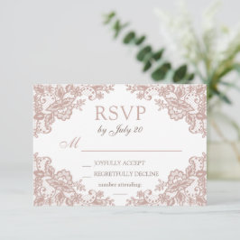 Dusty Rose Spitzen Hochzeit rsvp Karte