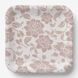 Dusty Rose Spitzen Hochzeitspapier Teller