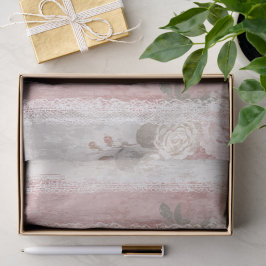 Dusty Rose Streifen & Spitze Seidenpapier