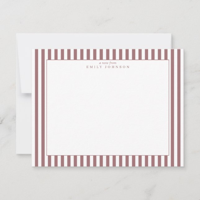 Dusty Rose Striped Note Card Einladung (Vorderseite)