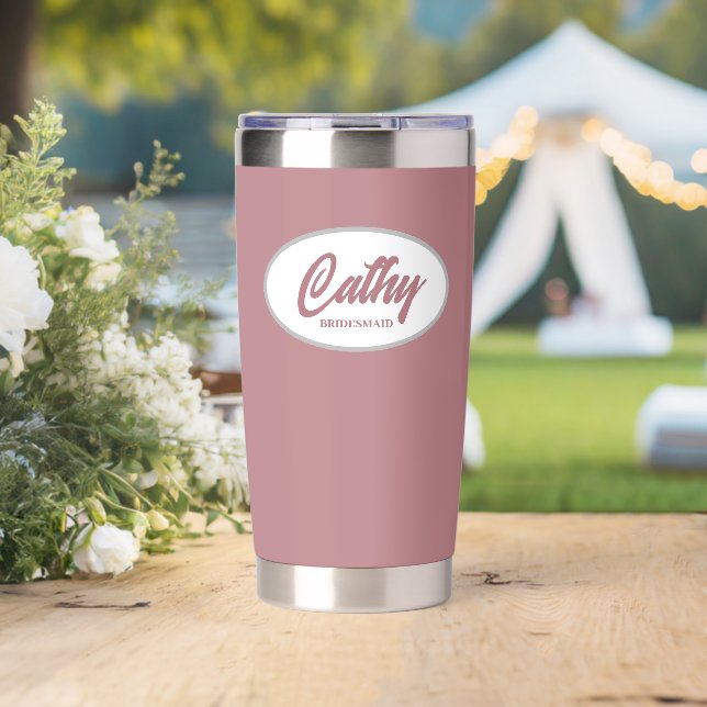 Dusty Rose Stylized Wedding Bridesmaid Thermobecher (Hochzeit (gedreht))