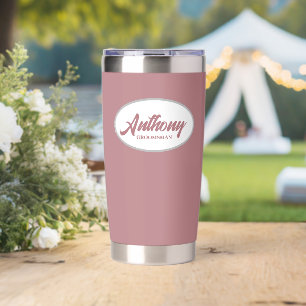 Dusty Rose Stylized Wedding Trauzeuge Name Thermobecher